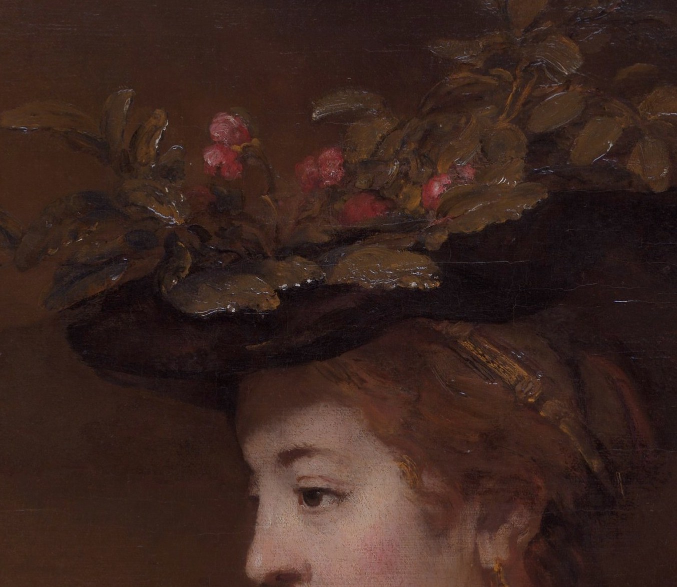 Likely modeled on Saskia van Uylenburgh; the slightly downcast gaze and restrained expression carry the psychological intimacy Rembrandt never stripped from his mythological figures.