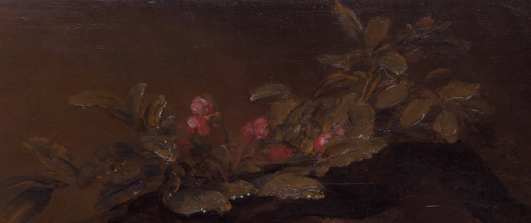 Her primary attribute as Flora, goddess of spring; the blooms are layered and paint-thick , close inspection reveals Rembrandt built the petals with loaded brushstrokes rather than drawn lines.