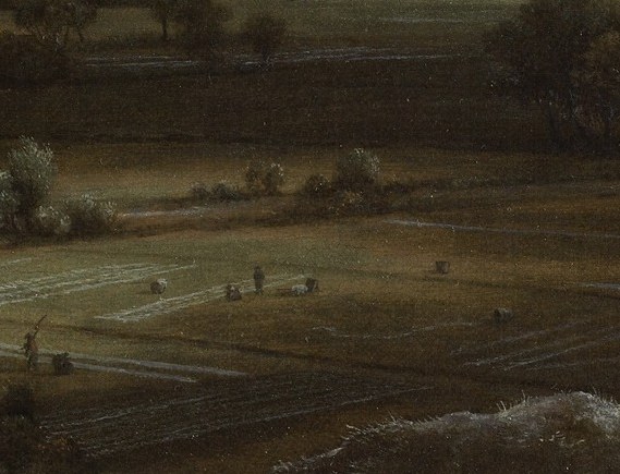 Notice the bright patches: these are linen fields, laid out to bleach in the sun.