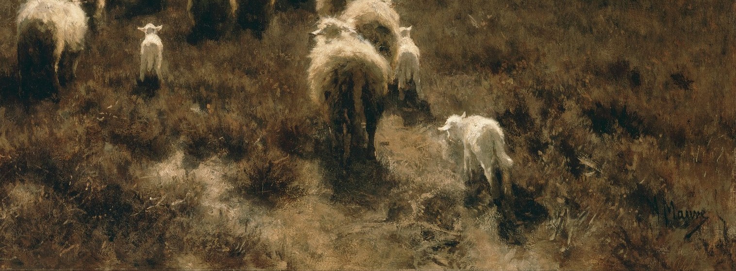 The painterly rendering of the ground suggests the roughness of the terrain and the natural environment.