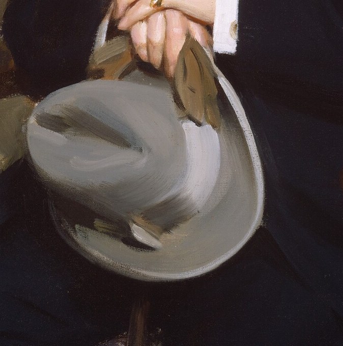 Zorn was celebrated for painting hands; the relaxed grip communicates self-possession rather than tension.