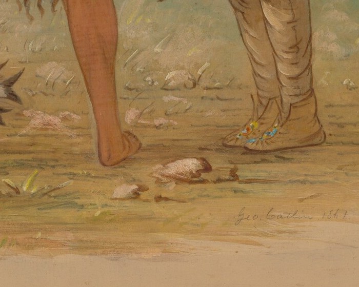 The woven net and its catch symbolize skilled survival.