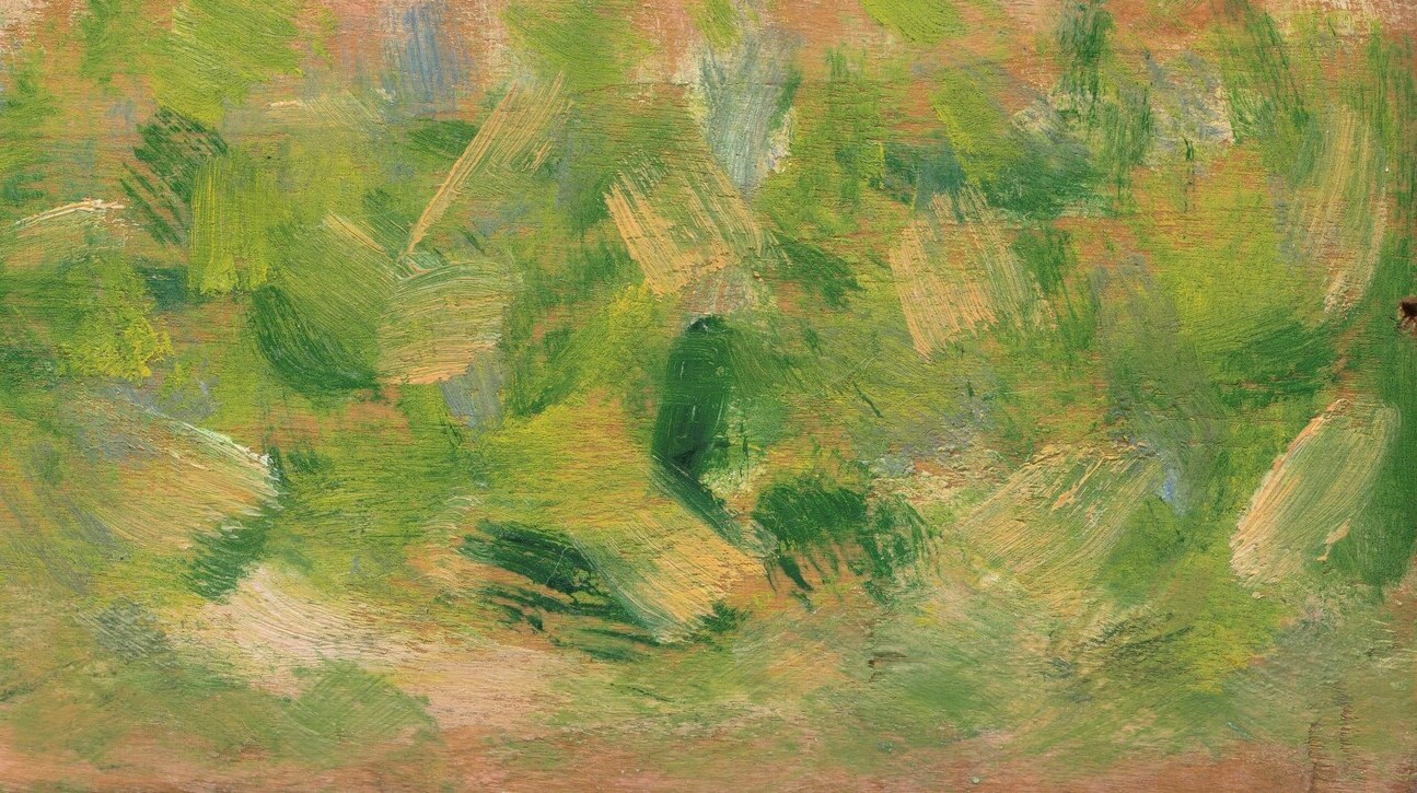 He builds the whole world with rough, heavy brushstrokes.