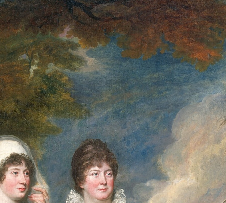 He posed a colonel with his two sisters.