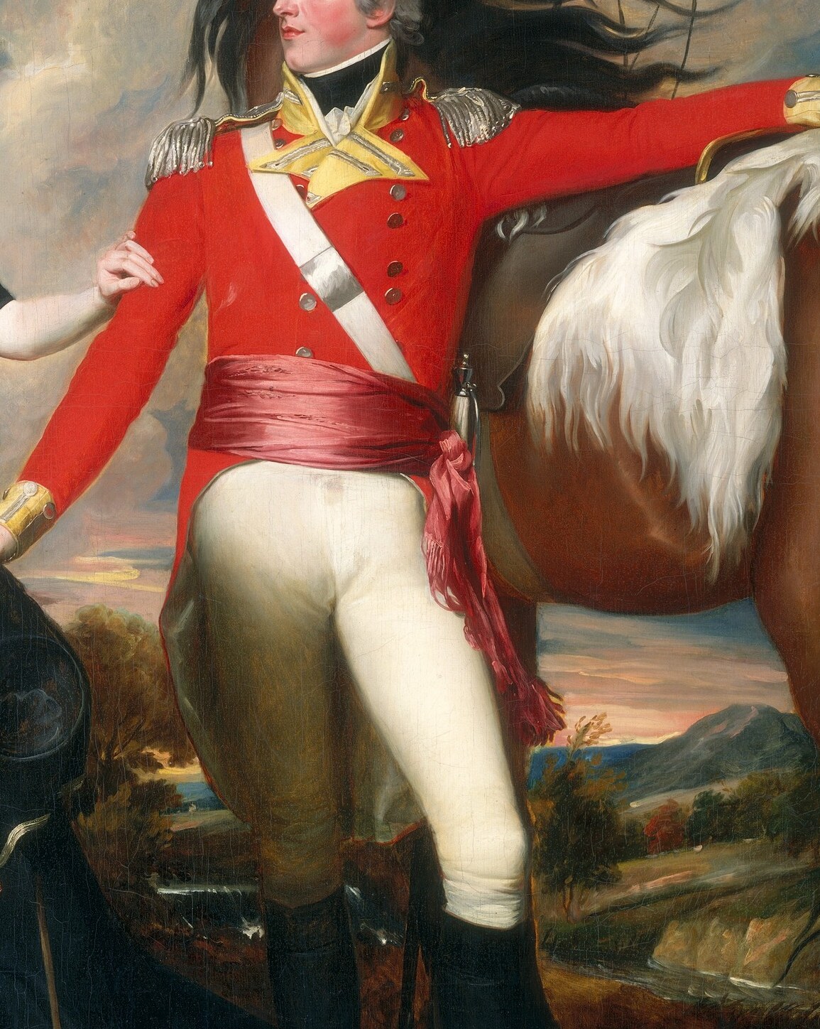 The scarlet coat tells you he paid for the canvas.