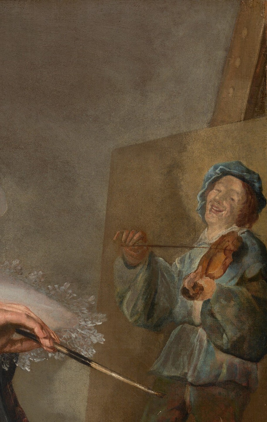 The canvas-within-the-painting device declares this is a self-portrait of a working artist, not a sitter , a meta-pictorial statement.