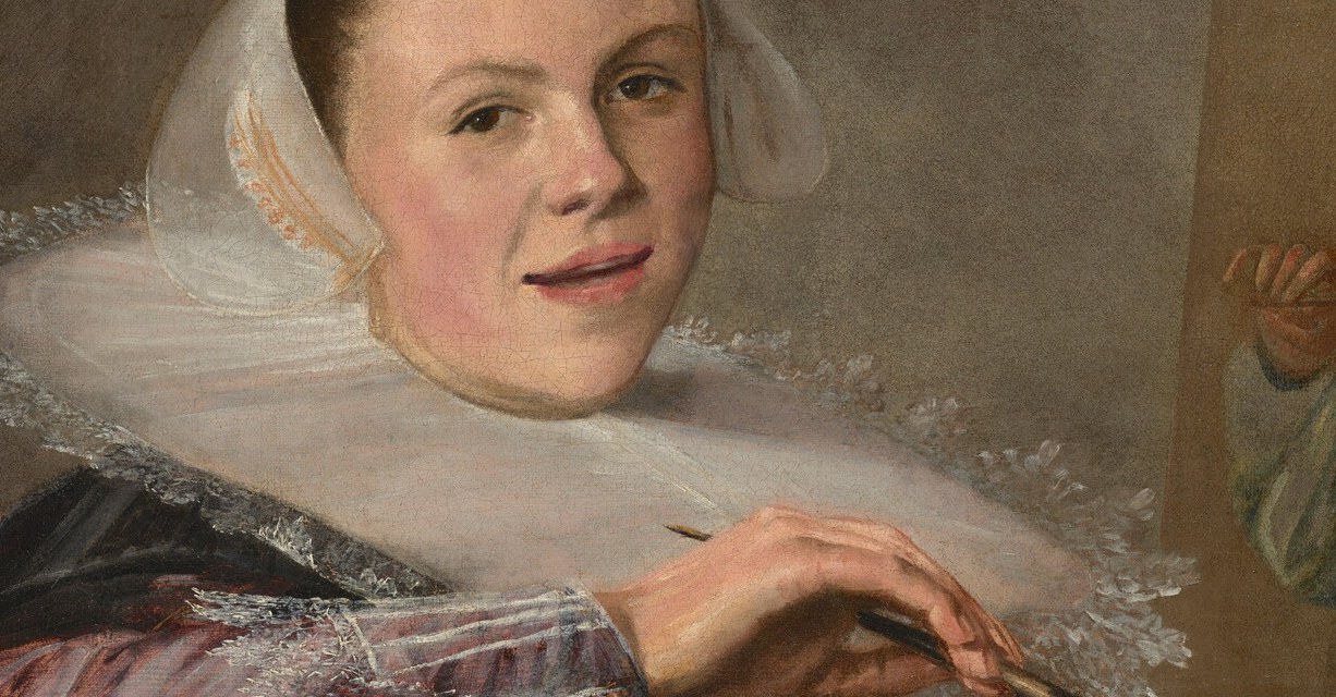 The elaborate millstone ruff signals social status while also being a virtuoso passage of white-on-white brushwork , Leyster showing off her facility with lace.