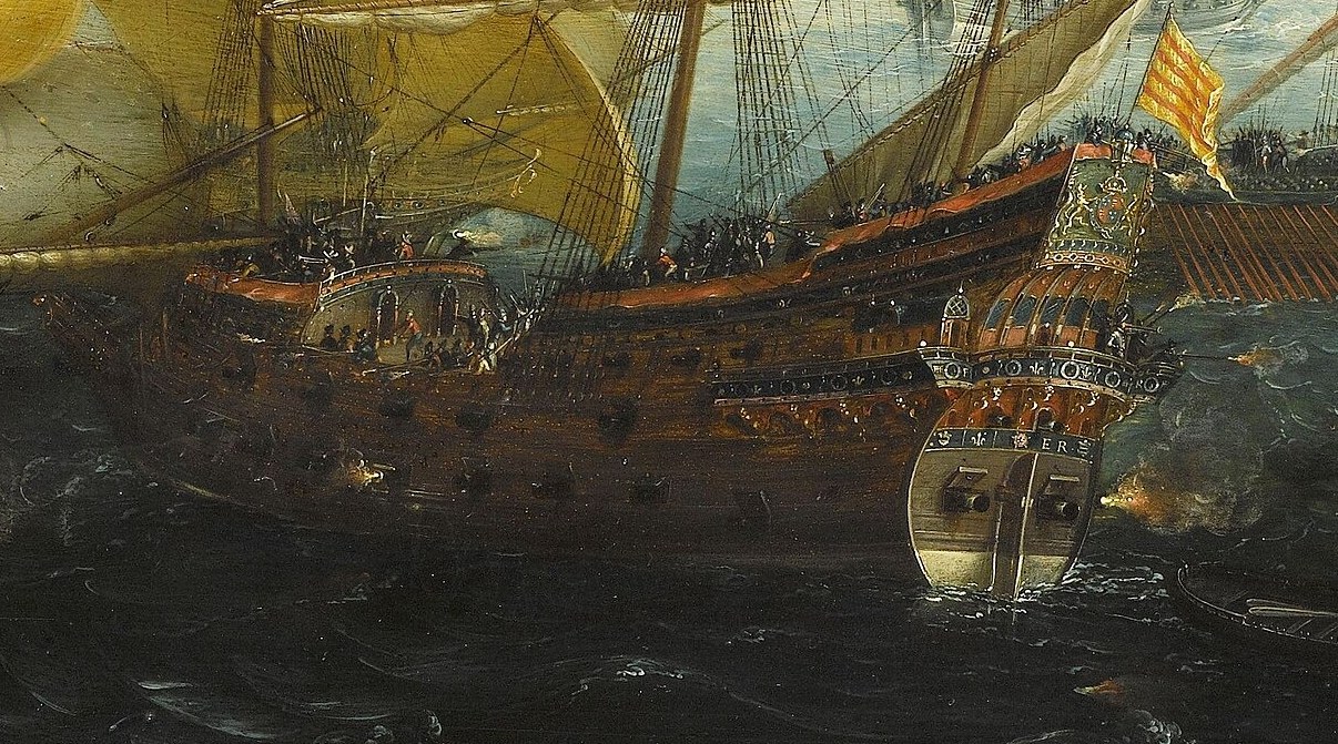 Look closely at the figures on the ships, caught in the fight.