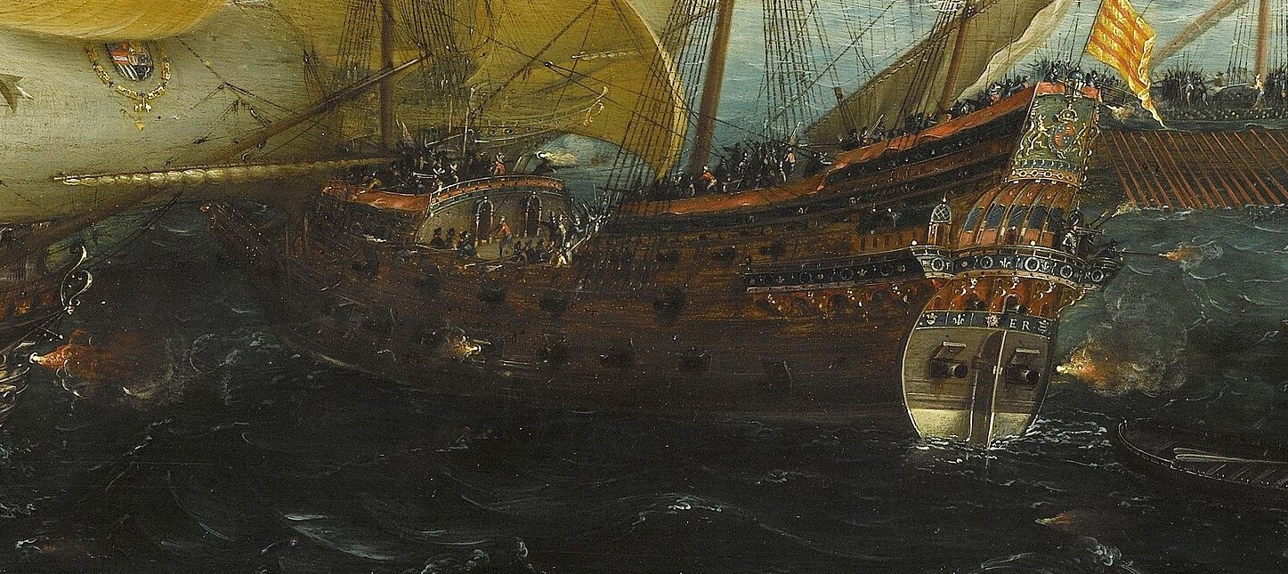 His 1608 painting shows the chaos of naval warfare.