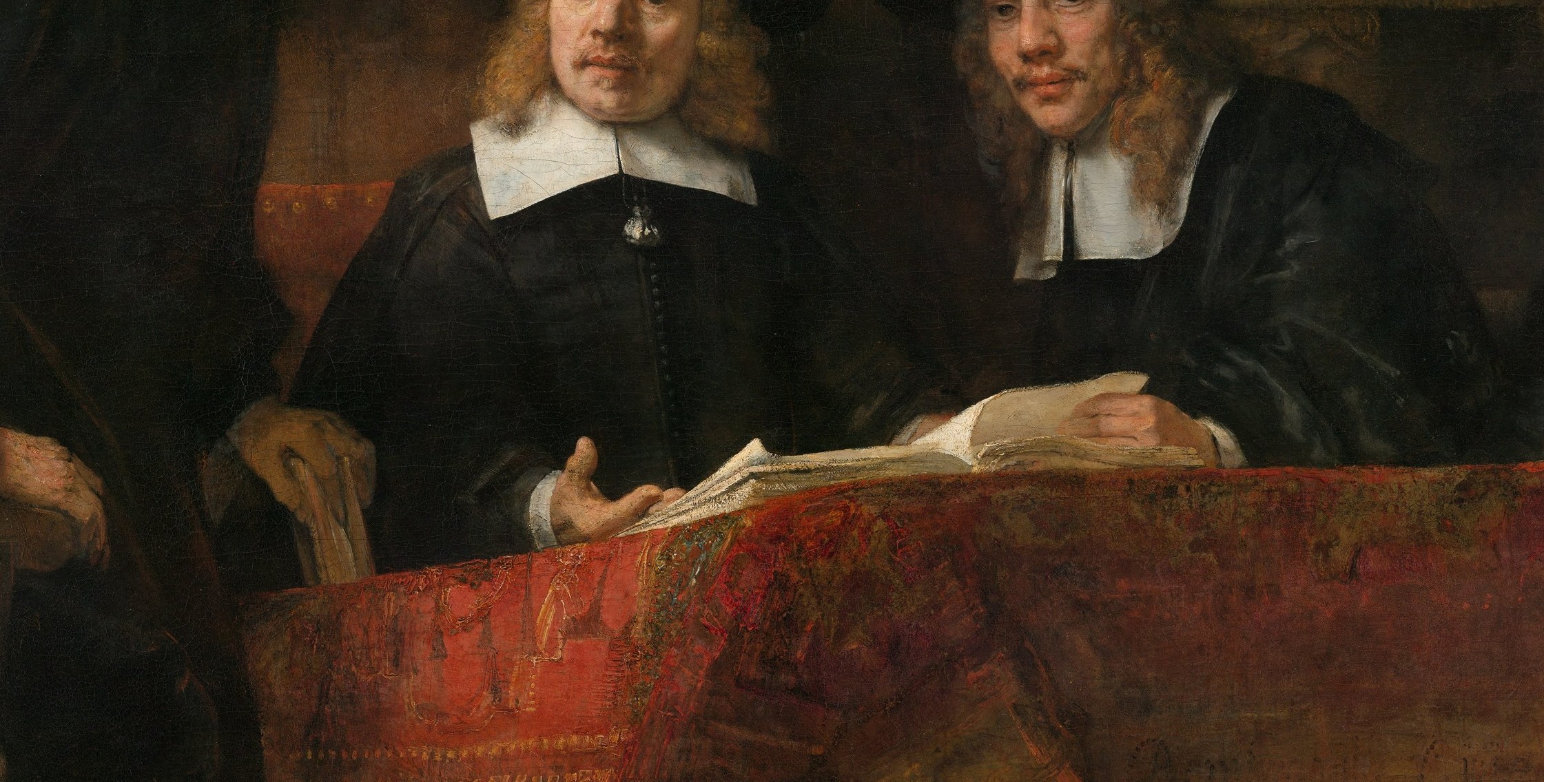 The cloth-inspection ledger open to an active page; the actual instrument of guild authority. Legible writing is implied , this is where the quality grades were recorded.