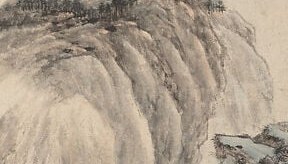 These ink-dark trees anchor the foreground vertically and contrast with the pale mist below; their silhouette style echoes Ma Yuan's 'one-corner' compositional placement.
