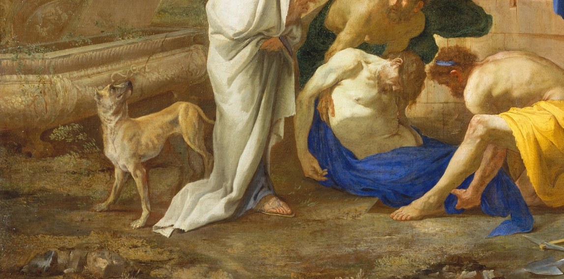 The subject of the entire painting , the body anchors every figure's gaze and gives the composition its horizontal axis.