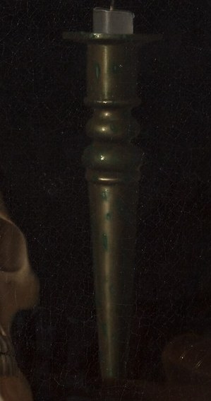 Its metallic gleam and the implied light source suggest the passage of time and the fleeting nature of illumination.