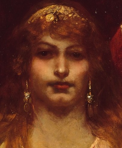Her direct gaze speaks of defiance and power.