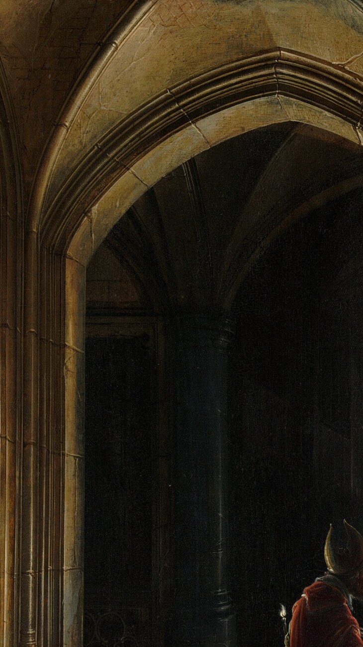 The void creates spatial depth and menace , a slow zoom into the darkness may reveal hidden background figures, objects, or details invisible at first glance