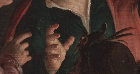 Peter's hands show his distress.