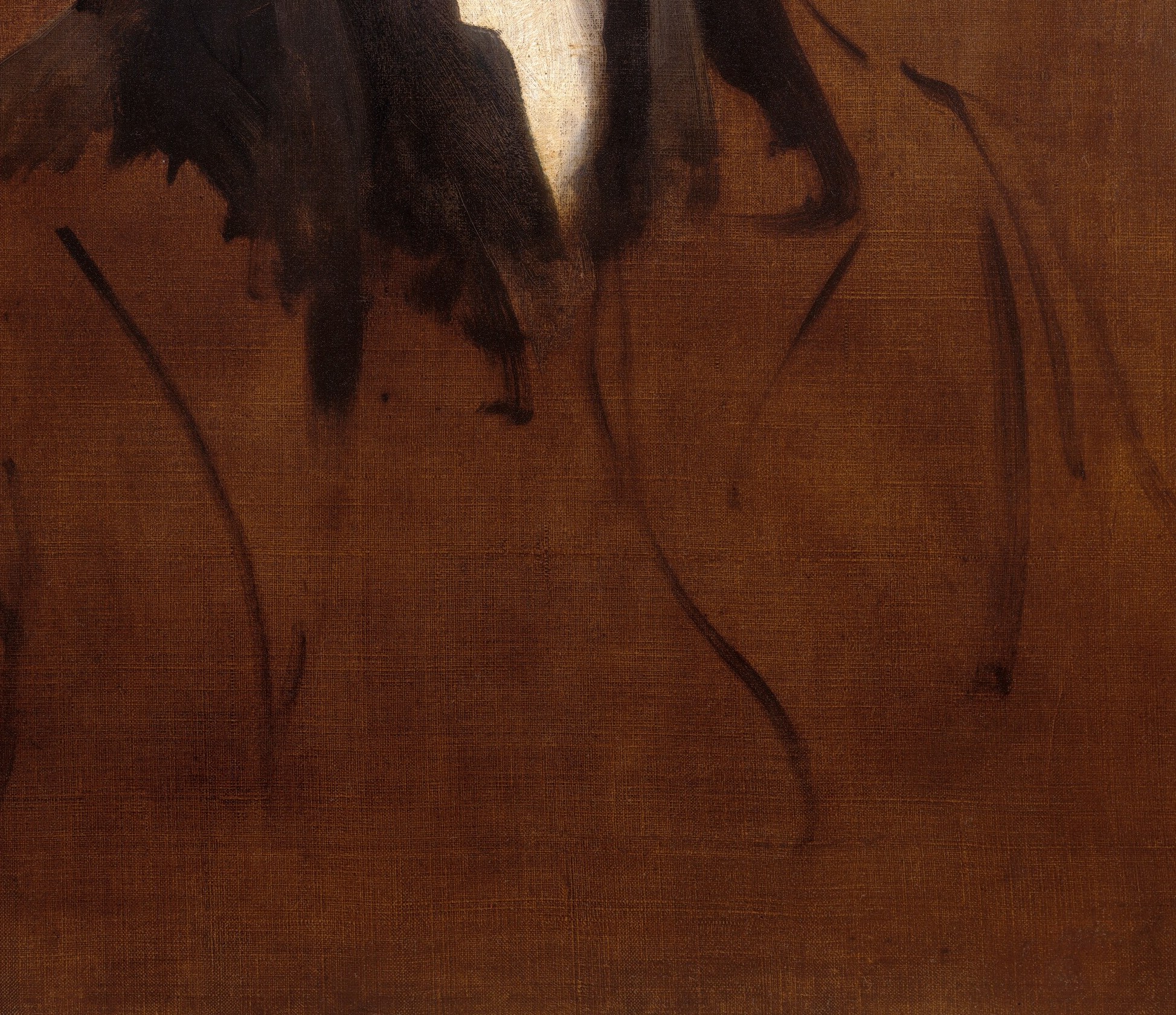 But the lower part of the portrait remains unfinished, a mere sketch.