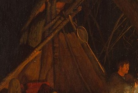 Look how the firelight bleeds onto the tent canvas.