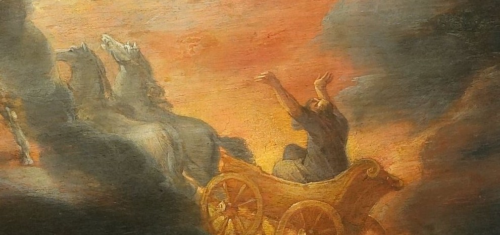 The prophet Elijah is taken to heaven by a fiery chariot.