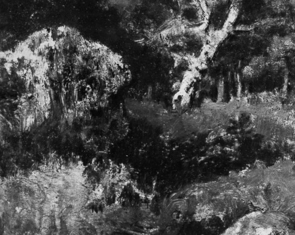 Their rough texture and placement anchor the scene and hint at the passage of time.