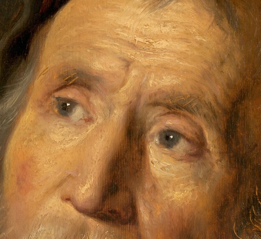 Look at the bridge of the nose.
