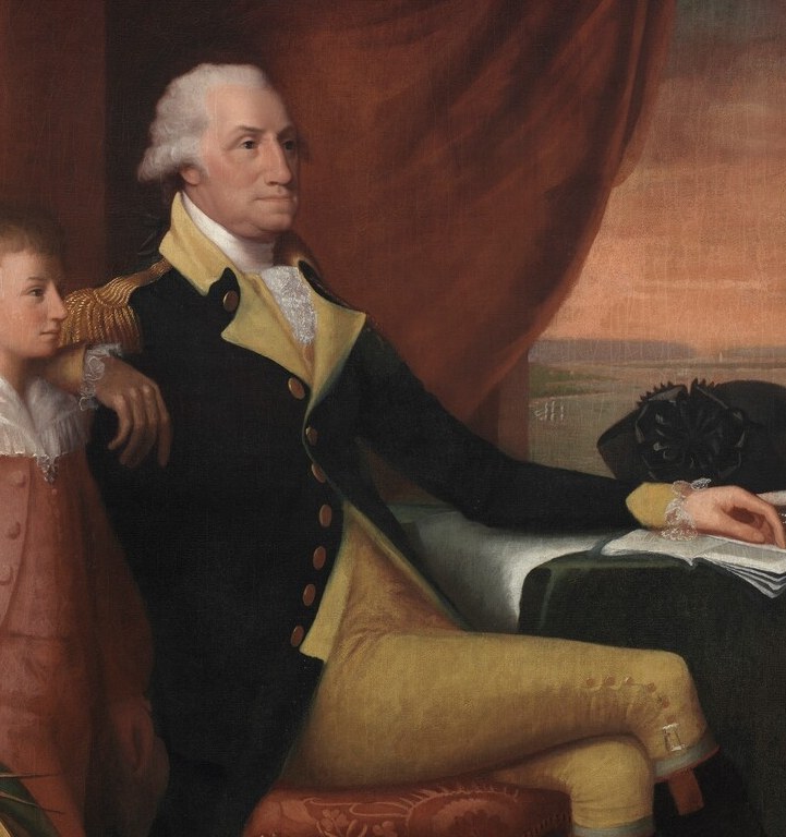 The most legible power symbol in the painting , the epaulettes and facing read immediately as commander-in-chief, bridging the war he won to the nation he now leads.