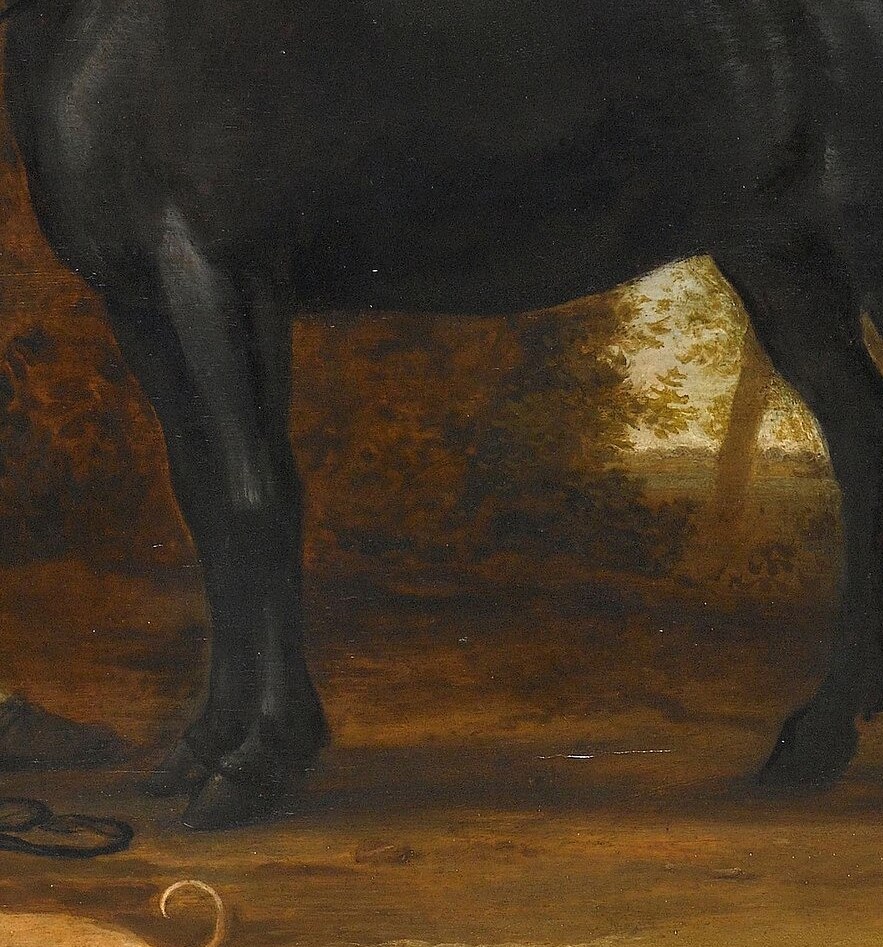 Every detail, from the garland to the dog, speaks of their status.