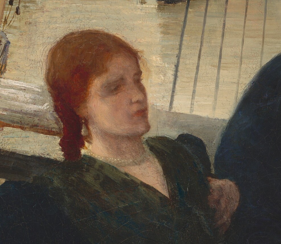Look at the woman's red hair, a distinct accent.