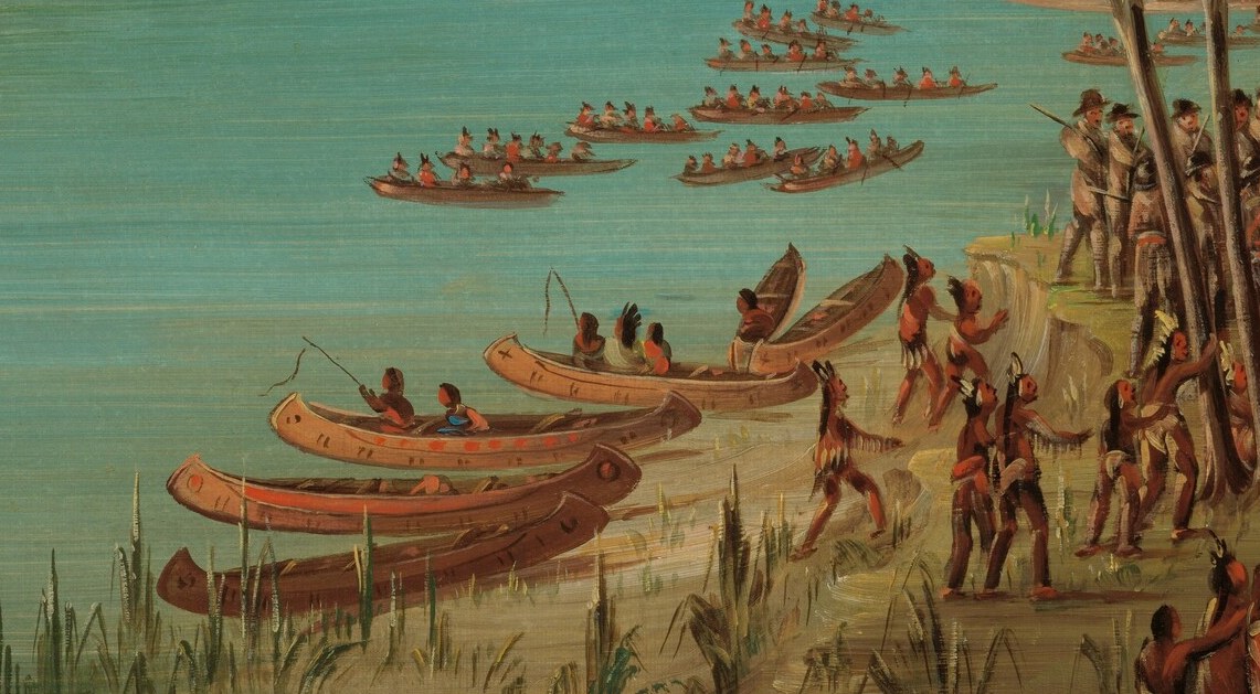 Other Indigenous canoes approach, witnessing the moment.
