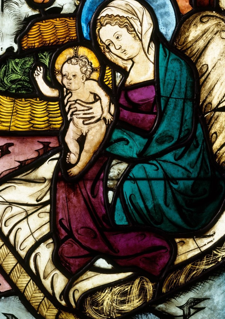 The panel is made of stained glass, painted with light.
