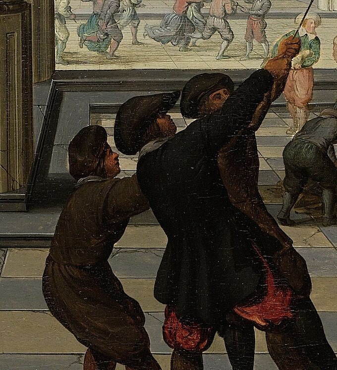 Others pull down statues, creating chaos in the grand church.