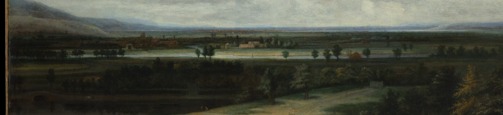 The flat land is compressed to barely a quarter of the frame.