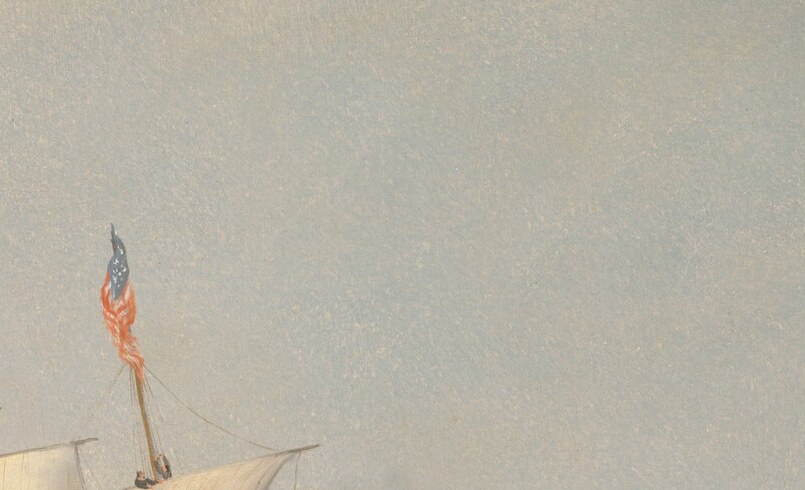 The title says it's the USS President, engaging the British, in 1815.