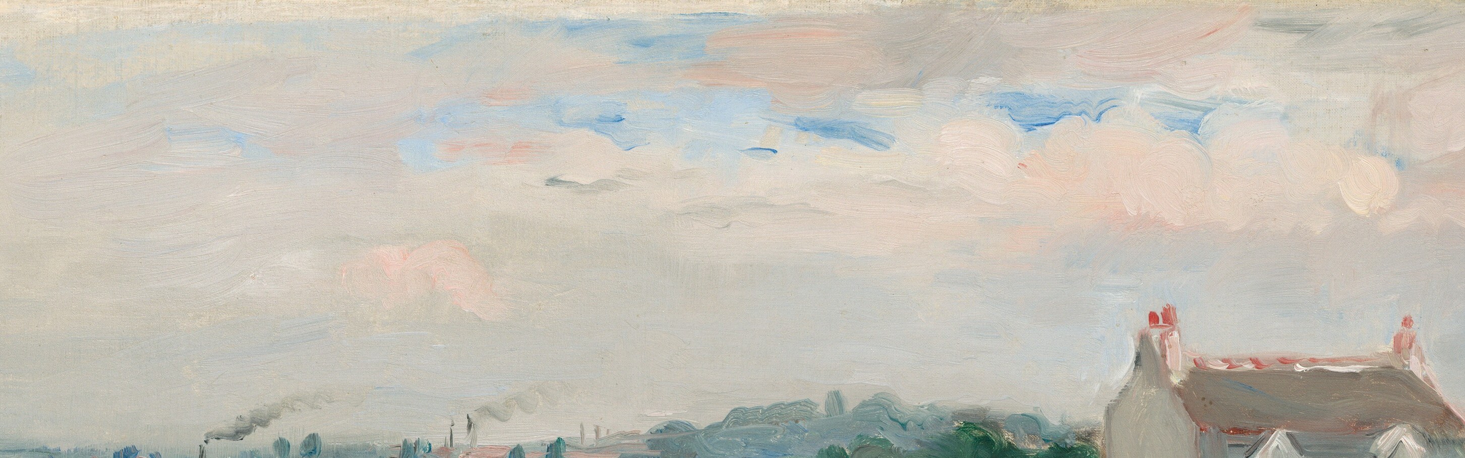 The pale, creamy sky occupies nearly a third of the canvas; Morisot's light touch here creates the airy atmosphere that defines the mood of the whole work.