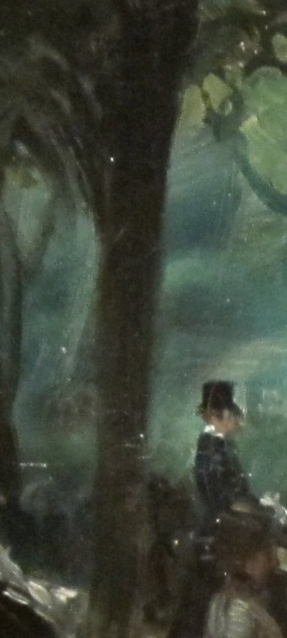 Its strong verticality anchors the left side of the composition and provides a sense of depth.