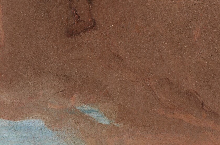 Tiepolo used loose, fast strokes on the rocks.