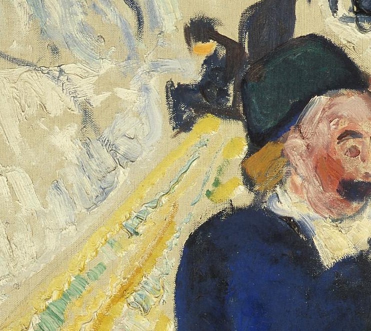 In 1910, he painted lumber workers in the snow.