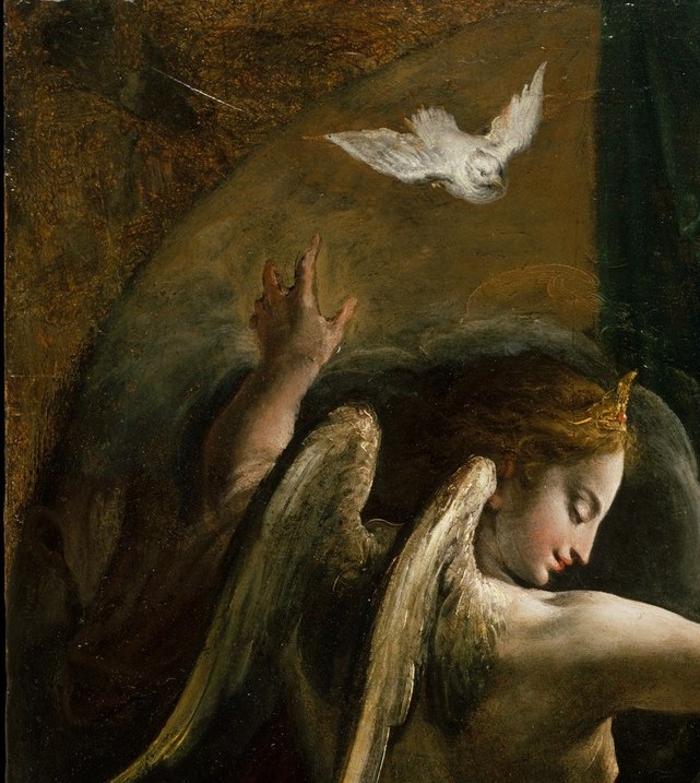 Gabriel's pale, ethereal countenance is the narrative hinge , the viewer reads divine mission in his gaze before any gesture is understood