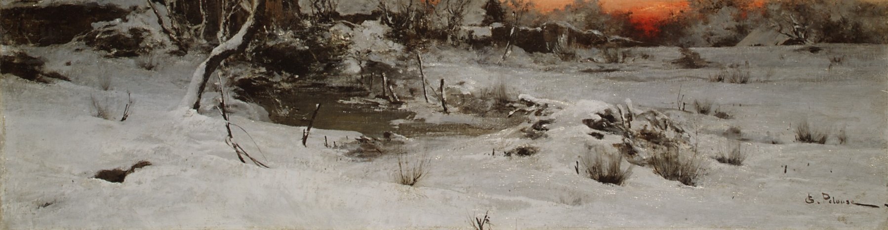 He buried hot orange pigment deep in the horizon, then dragged cooler snow up against it.