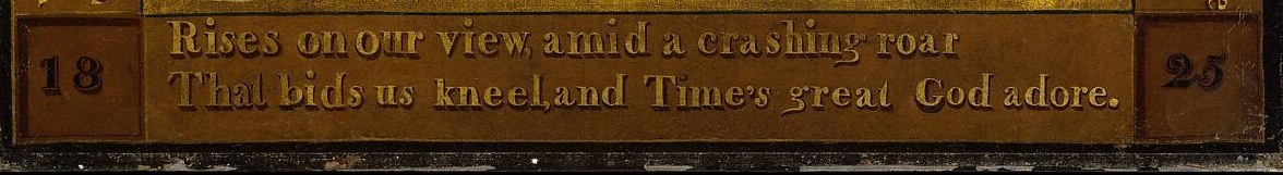 Bottom inscription completes the poem circuit and names God explicitly , 'This is for ever-living Time's great God adore' , anchoring the painting's Quaker devotional message.