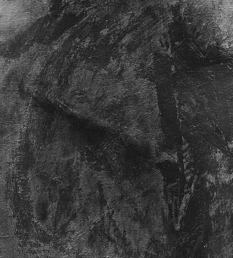 First, the coat. Thick, dark, almost abstract.