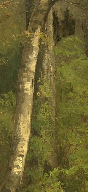 His thick, energetic brushwork captures the forest’s raw texture.