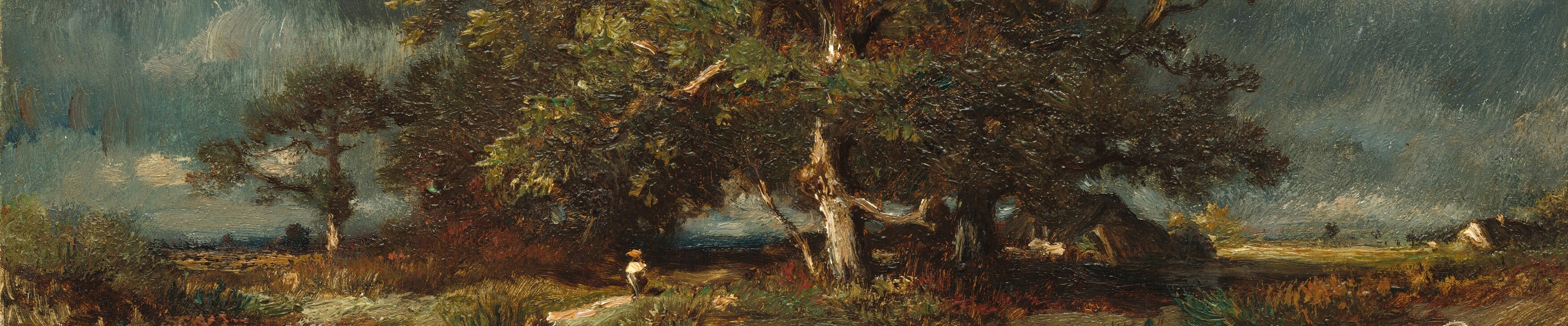 These receding forms add depth to the landscape and provide a sense of scale for the foreground oak.
