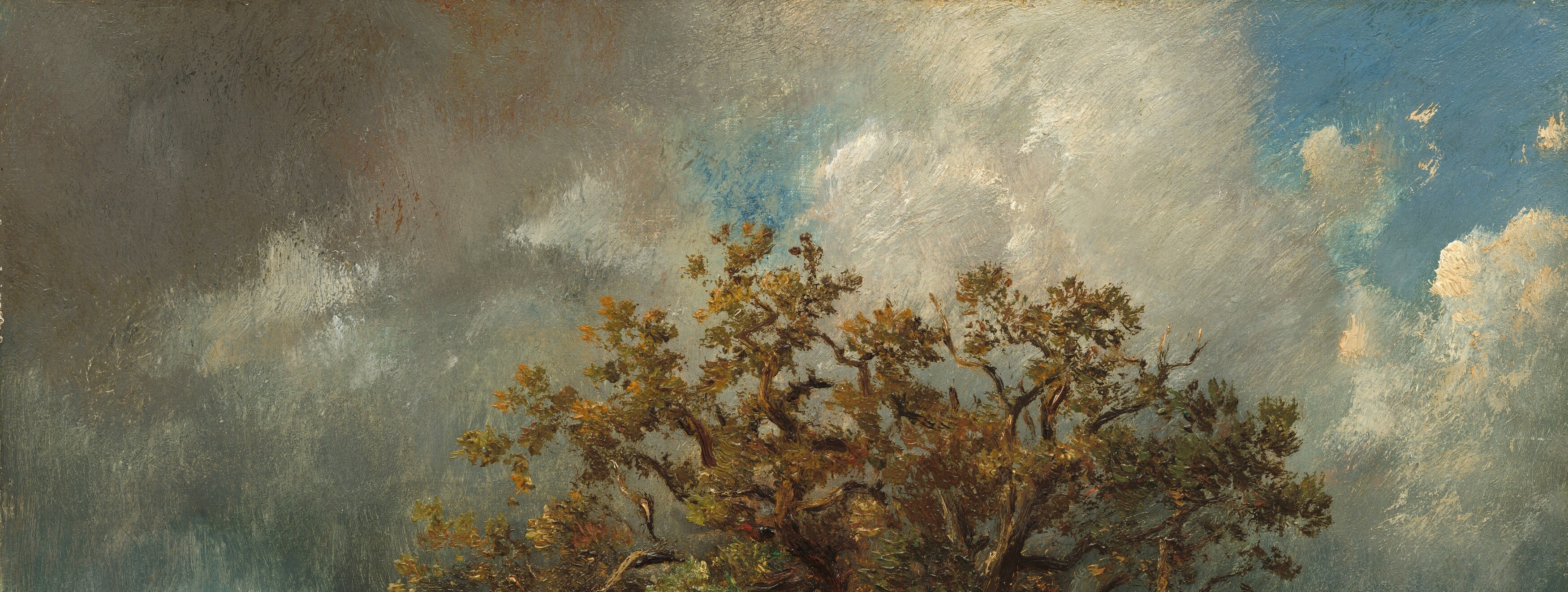 The shifting clouds and light suggest a dynamic atmosphere, perhaps hinting at changing fortunes or moods.