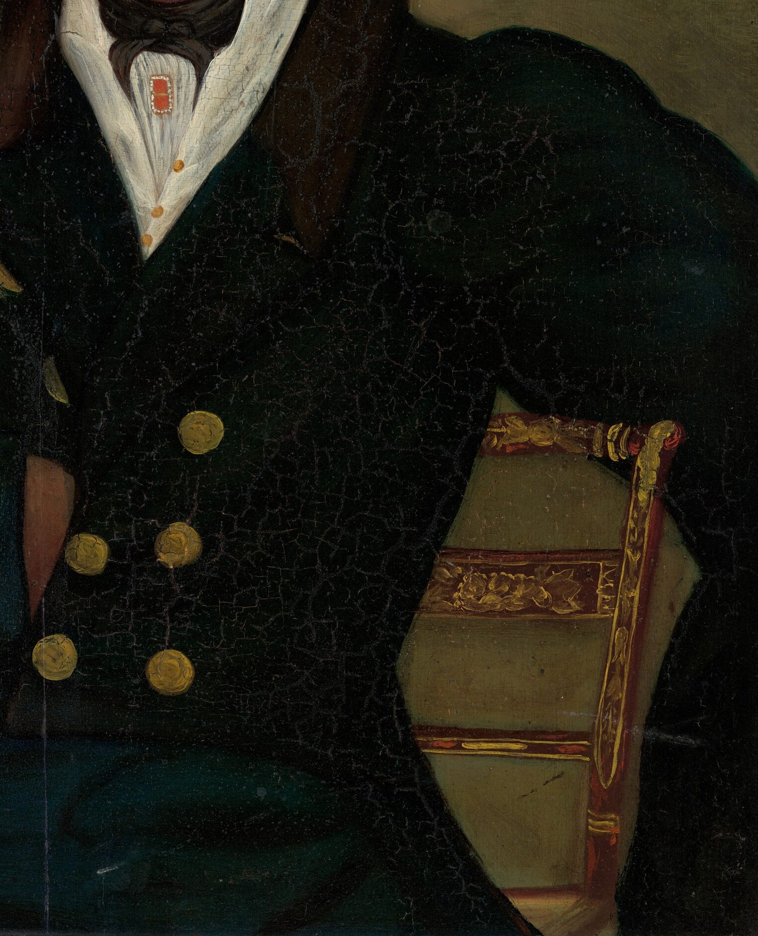 Look closely at the man's dark coat.