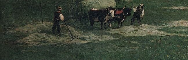 Broad gestural brushwork here is closest to the viewer and most legible , Keith's handling reveals the Barbizon influence in his mark-making