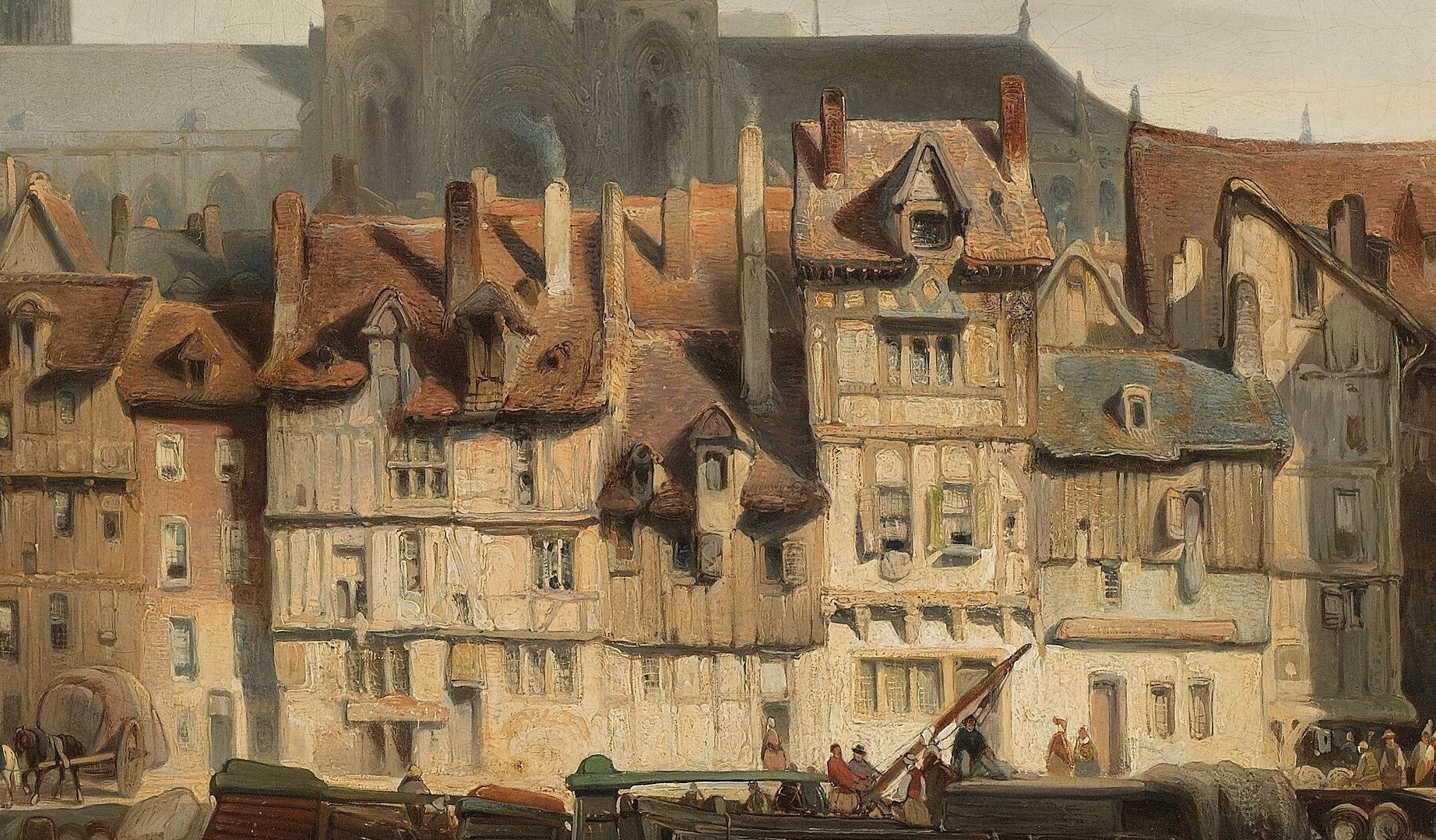 But in 1839, he painted this bustling Rouen riverfront.