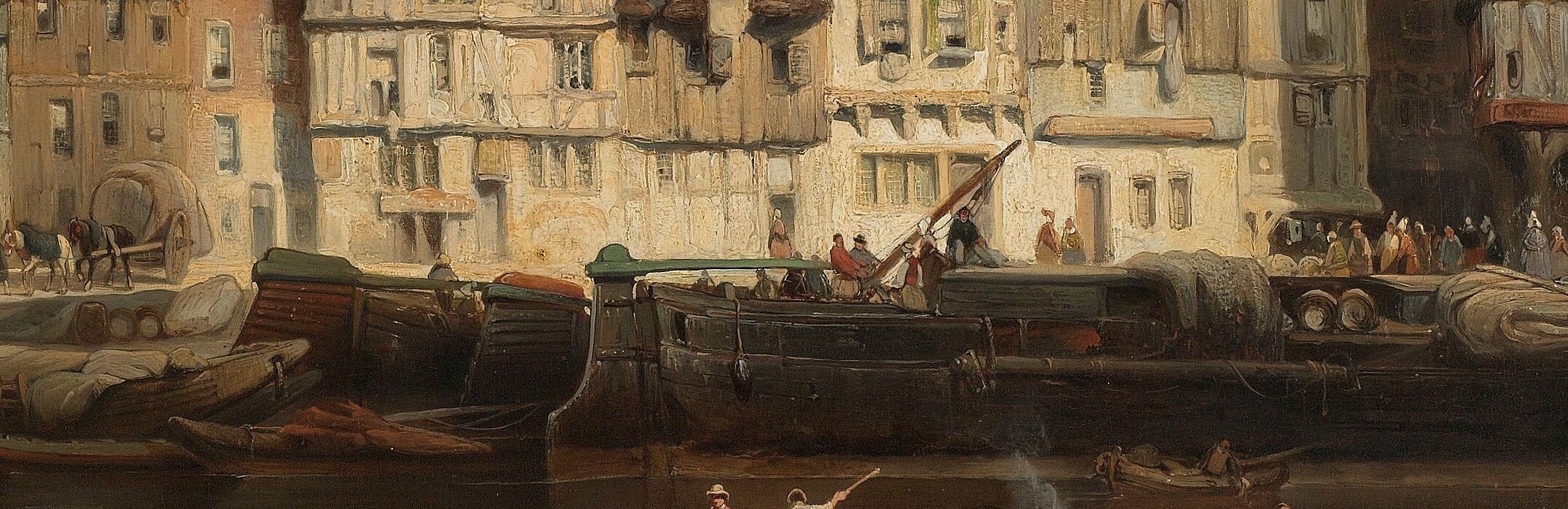 Notice how the light touches the buildings and the quay.