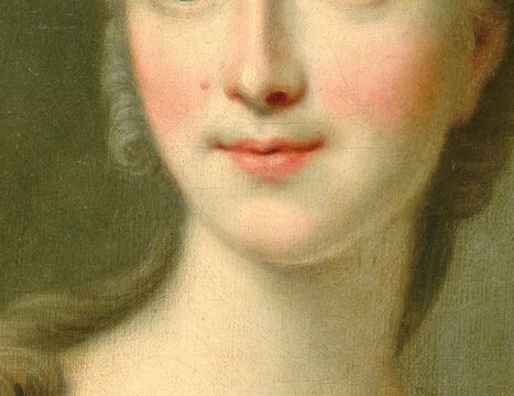 The near-smile is the portrait's psychological crux: pleasure, confidence, and guarded charm in one controlled expression , the face that captivated Louis XV.