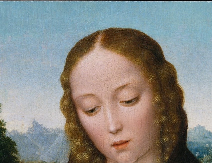 Her loose golden hair was an unusual choice for a Madonna.